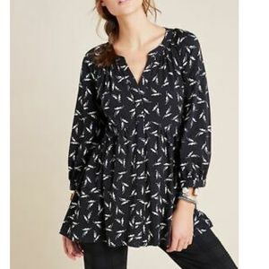 ANTHROPOLOGY Maeve Winona Babydoll Tunic Black White sz XS
